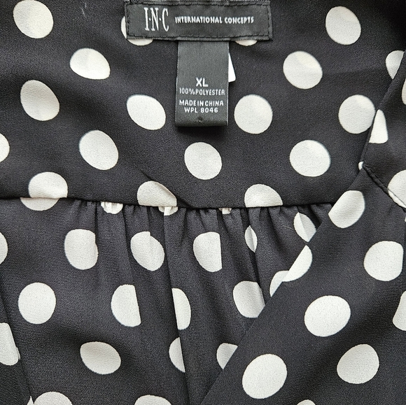INC-International Concept- Women Black with White Polka Dots Blouse Extra Large - Picture 6 of 9